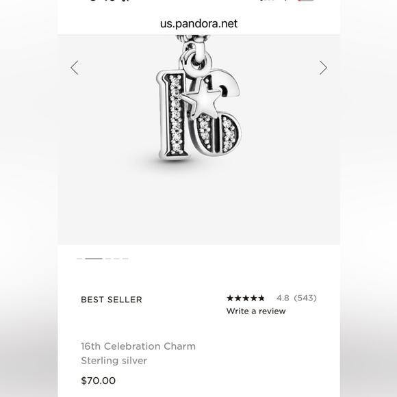 Brand New .925 Pandora Moments Snake Chain Slider Bracelet & 2 Charms Sweet 16 - Picture 7 of 8